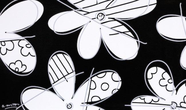 Romero Britto midnight flower limited edition print  colorful pop art design