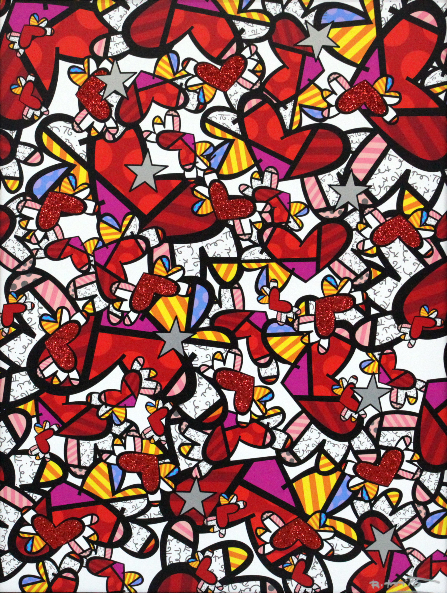 Romero Britto true love limited edition print  colorful pop art design